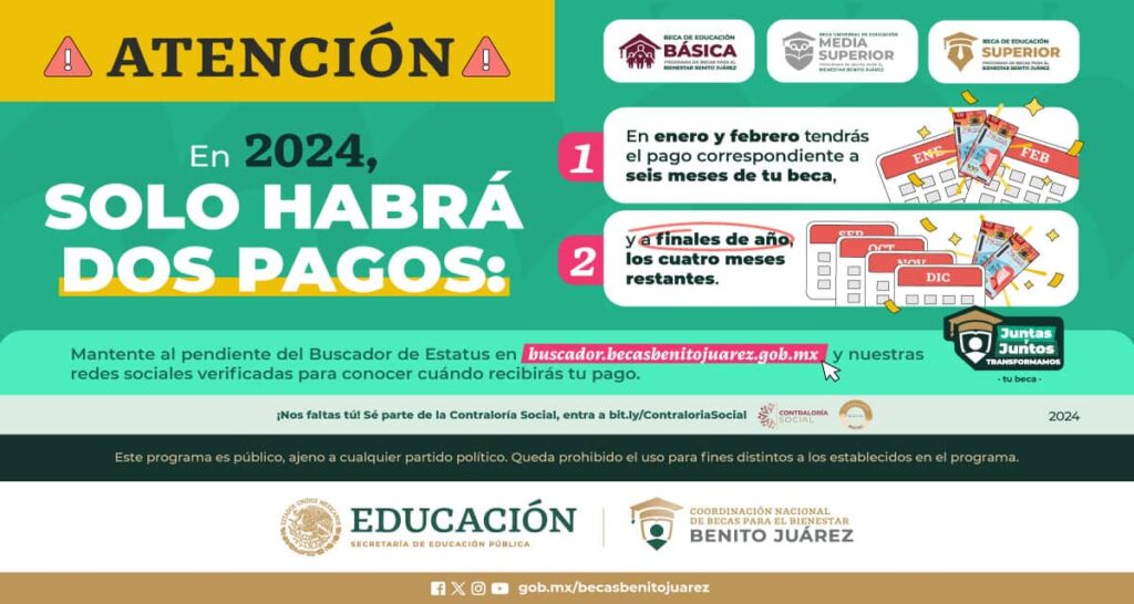 ¿Cuántos pagos son de la beca Benito Juárez 2024? 💲 cuantos pagos son de la beca benito juarez 2024 💰